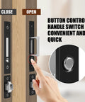 Pocket Door Lock Set With Edge Pulls And Hidden Handles For Sliding Doors Black Privacy Finish Fits Doors From One And Five Twelfths Inch To Two And Two Eighths Inch Thick Durable Pocket Door Hardware For Smooth Operation And Secure Privacy