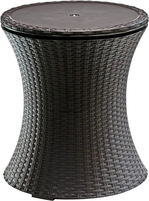 Cool Bar Rattan Outdoor Cooler Table Brown For Backyard Barbecues And Party Ready Events A 30 Liter Cooler With Built In Table Portable