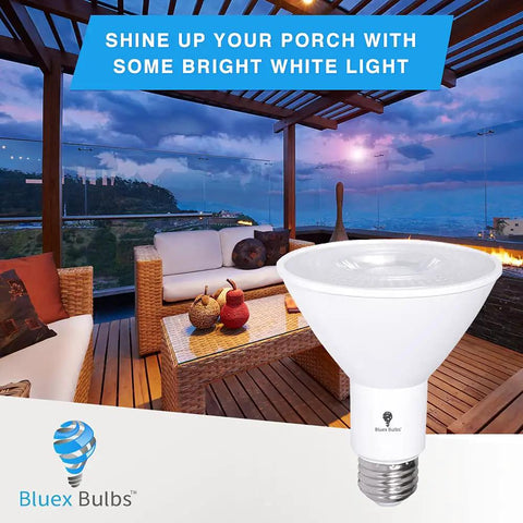 10 Pack PAR30 Outdoor LED Flood Light Bulbs 12W 100W Equivalent in porch setting