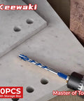 Cross-Tip Carbide Masonry Drill Bit Set, 10-Piece From 5/32 to 1/2 Inch, versatile for tile concrete brick and wood, hex shank