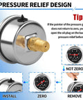 Dead Nuts Accurate Fuel Pressure Gauge Kit 0 To 15 Psi Glycerin Filled Dial showing pressure relief design and dial readout.