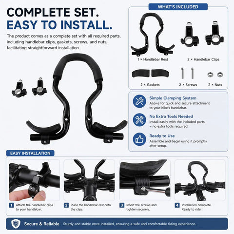 Assembly instructions for Clip On Aero Bar For Road Cycling Aluminum Alloy Armrest Bar With Soft Sponge Cushion.
