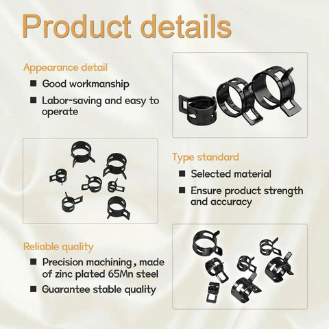 140 Piece Spring Band Hose Clamp Set 6 To 25Mm In 14 Sizes With Swivel Flat Hose Clamp Pliers in product detail view