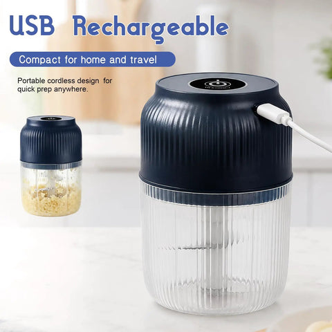 2026 New Electric Garlic Chopper Mini Food Processor Portable Cordless Vegetable Mincer Six Stainless Steel Blades USB rechargeable design.
