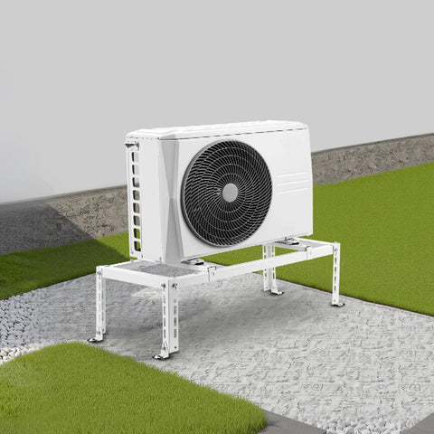 Heavy Duty Mini Split Ground Stand With Adjustable Anti Vibration Support For 9000 To 24000 BTU Ductless AC Heat Pump Galvanized Steel Floor Mount Bracket