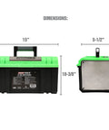Green 15 Inch One Touch Tool Box With Tray Openable With One Hand And Padlock Security Slot Durable Tool Storage dimensions