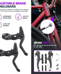 Close-up of 16 Piece Complete Bike Brake Set With Calipers Levers Cables Front And Rear V Brakes Black Aluminum Alloy Handlebars