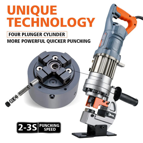 Heavy Duty 1300W Electric Hydraulic Hole Puncher for Metal Plates Up To 6 mm Thick with Lightning Fast 2-3 Second Punching