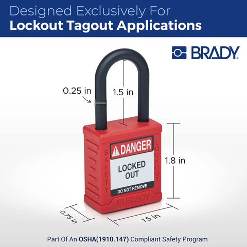 Top Shelf Safety Lockout Tagout Padlock Set Six Pack Of OSHA Compliant Nylon Locks With Key Retaining Brass Core And Smooth Operator Finish For Serious Jobsite Hustle