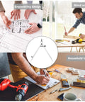 Robust Badass 12 Inch Heavy Duty Spring Divider Compass With Adjustable Metal Body And Secure Pencil Clip Engineered For Leather Craftsmanship Woodworking Projects on table with drafting plans and tools.
