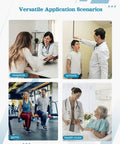 Collage of versatile application scenarios: hospitals, schools, gyms, health clubs with Wall Mounted Height Gauge For Home Or Clinic, Aluminum Stadiometer