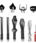 No Sweat Clearing Blocked Lines With This 10 Piece Drain Snake Drill Attachment Set Rock Solid High Carbon Steel Cutter and auger heads.