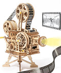 3D Wooden Puzzle Kit For Adults, 183 Piece Mechanical Model Build, Vintage Movie Projector Craft, Hand Crank Power, No Battery Required, Realistic Animations In Darkness, Sweet Gift For Adults 14 Plus wooden projector with film reel and tripod