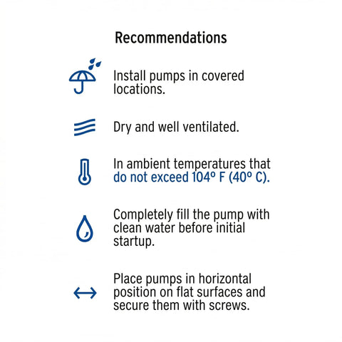 Installation recommendations for Farm-Grade High-Head Water Pump 1/2 HP For Clean Water Transfer With Max 25 M Head And 31 L/min Flow.