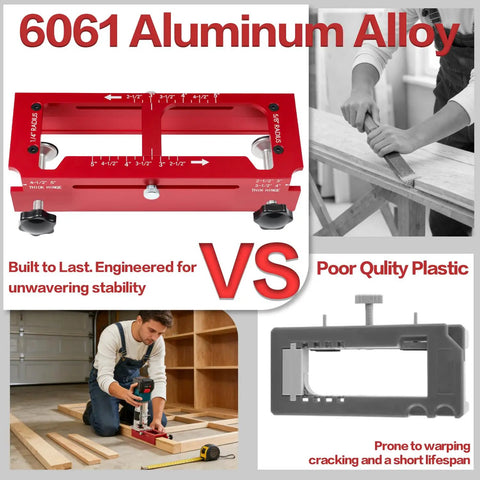 Pro Grade Aluminum Door Hinge Jig And Lock Installation Kit Heavy Duty Router Template with 6061 aluminum alloy for durable hinge mortising.