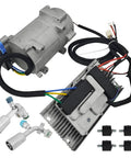 Universal A C Electric Compressor 20Cc Per Stroke 12 Volt Auto Truck Bus Air Conditioning R134a with aluminum block and accessories.