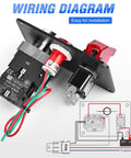 Back view of 12V 2 In 1 Ignition Switch Panel With Rocker And Engine Start Button Toggle Switches Relay Harness And LED Indicator