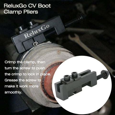 CV Boot Clamp Pliers for Quick Drive Shaft and Hose Clamp Removal and Installation, Single Ear Tool in use close-up image