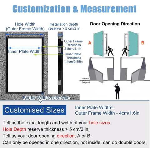 No Sweat Hidden Drywall Access Door Panel With Rock Solid Aluminum Frame and Sweet Magnetic Latch customization measurement guide
