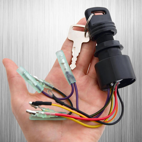 Boat Ignition Switch With Key For Mercury Mariner Outboard Motor Control Box With Two Keys Three Position Six Wire Connectors