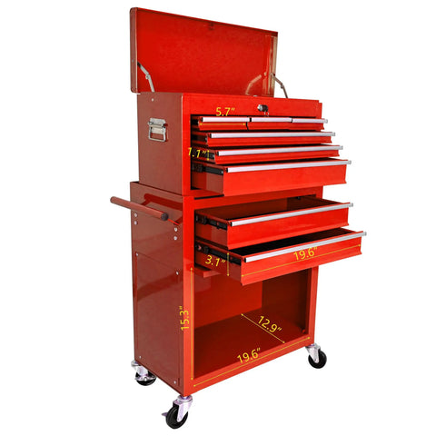 Heavy Duty 8 Drawer Rolling Tool Chest On Wheels With Locking Casters And Detachable Mobile Case open drawers