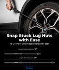 13 Piece One Half Inch Torque Wrench Set With 25 To 250 Ft-Lb Range And Plus Minus Three Percent Accuracy All In One Tire Repair Kit Including Click Torque Wrench Breaker Bar Five Inch Extension And Ten Deep Sockets For Diy Tire Fix, 18-24 inch breaker bar on car wheel