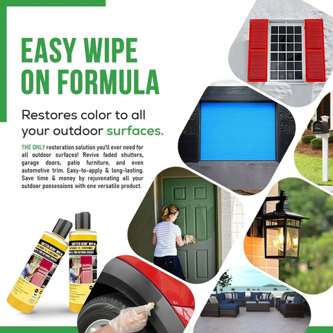 Tough As Nails Wipe On Surface Restorer And Protector For Faded Shutters Garage Doors And Outdoor Gear, eight ounce bottles for easy application.