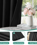 Blackout Curtain Set Two Panels 52 Inch Wide By 54 Inch Long Light Blocking Drapes, close-up of fabric quality and softness