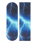 Electric Blue Lightning Skateboard Grip Tape For Longboards Anti Slip Wear Resistant Peel And Stick 44 Inch By 10 Inch Sheets Cut To Fit Any Board With Easy Application And Bubble Free Surface