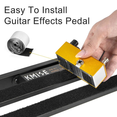 Gig-Ready Aluminum Guitar Pedalboard With Built-In Power Supply, Ultra Lightweight 1.8lb, 19x5 Inch Black, demo of easy installation
