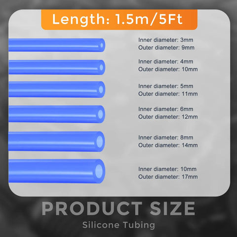 Cool DMiotech 6Pcs Blue Silicone Vacuum Hose Kit For Cars Including 1/8 Inch To 3/8 Inch Inner Diameter High Pressure Tubing Great For Engine Air Lines Windshield Washer Fluid Transfer And Auto Projects Handling Up To 130 PSI Max Pressure With Five Feet, size chart with 3mm to 10mm ID hoses