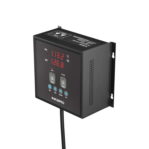 Heating And Cooling PID Temperature Controller IPB-16S with digital display and metal casing, angled view.