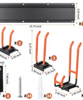 Heavy Duty Garden Tool Organizer Wall Mount Rack with Six Steel Hooks 48 Inch Three Rail Garage Storage System dimensions