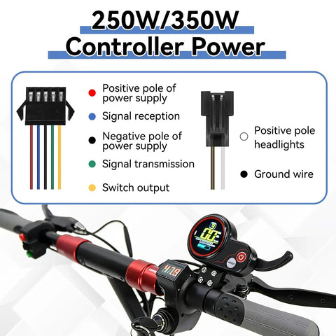 Beefed-Up Electric Scooter Controller With Color LCD Display And Shift Switch, Dual-Mode Brushless Motor Speed Controller For E-Bikes, 36V/48V/60V Compatibility, 48V 250/350W Screen, Easy View Data For Speed, Power, And Mode