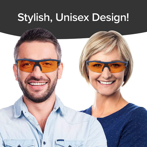 Two people wearing Storm-Ready Glare-Reducing Glasses For Driving In Rain And Snow, Rain Or Shine Visibility Boost, stylish design