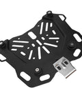 Rugged Carbon Steel Motorcycle Trunk Base Plate Rack Mount For 45L Storage Box, universal fit with mounting holes.