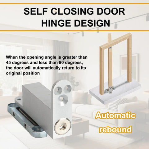 Heavy Duty Self Closing Pivot Hinge With Smooth Swing Action Built Tough For Wood And Secret Doors Rock Solid two-way adjustable hinge design with automatic rebound mechanism.