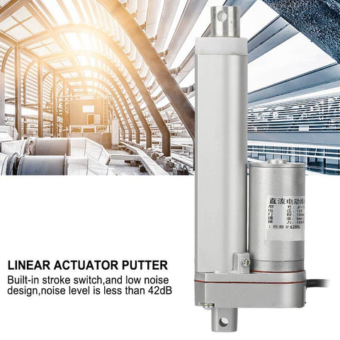 100mm Stroke DC 12V Electric Linear Actuator Putter for Doors and Windows, shown in an industrial setting