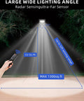 2 Pack Beast Bright 2000W Solar Street Lights Outdoor 100000LM Dusk To Dawn IP65 Waterproof Flood Lights coverage diagram with remote.