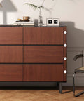 Brown dresser with 150 Pack White Plastic Screw Cover Caps With Snap On Hinge For Flush Mount Protection And Waterproof Seal visible on sides