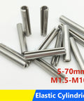 Spring Type Elastic Cylindrical Cotter Pin Set in 304 Stainless Steel Sizes from M1.5 to M10 for machinery DIY projects