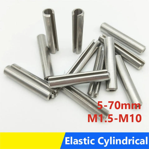 Spring Type Elastic Cylindrical Cotter Pin Set in 304 Stainless Steel Sizes from M1.5 to M10 for machinery DIY projects