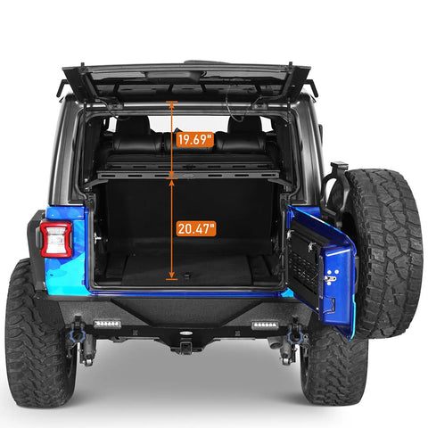 Rear Trunk Cargo Rack Basket Tray For Jeep Wrangler JK 2007 To 2026 Four Door Hardtops with measurements visible