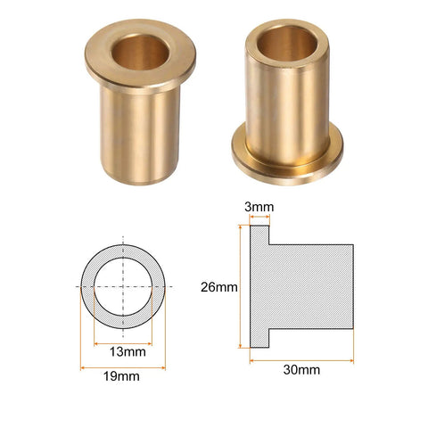 Top Shelf Bronze Flange Bearing Sleeve 13MM Bore 19MM OD 30MM Long With 3MM Thick Flange Self Lubricating Industrial Bushing on display