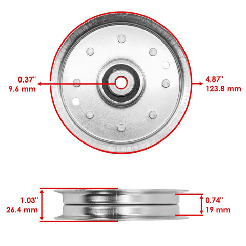 Upgrade Your MTD LT542H With This Hot Deal 42 Inch Replacement Spindle Idler Pulley And Blade Belt Kit For 2005-2006 Models Perfect Fix For Worn Clutches And Drivetrain Service To Get Your Cutin Top Shape ASAP 4.87 inch pulley