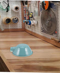 Heavy-Duty Round Machine Tool Lampshade With Protective Cover For Industrial Workbench Lighting on a wooden workbench.