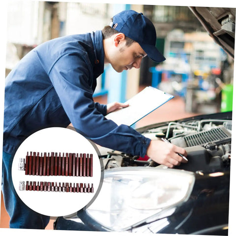 Pro Shop Grade Spline Socket Bit Set, Beefy Auto Repair Kit For Mechanics, tough multi size drive sockets being used by a mechanic.
