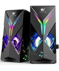 10W RGB PC Speakers with Volume Control and Gamer Grade Colorful LED Lighting for Desktop Laptop and Monitor 3.5mm Aux Input