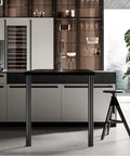 Adjustable Height Table Legs Black And White Metal Frame for dining tables shown supporting a bar counter in kitchen area