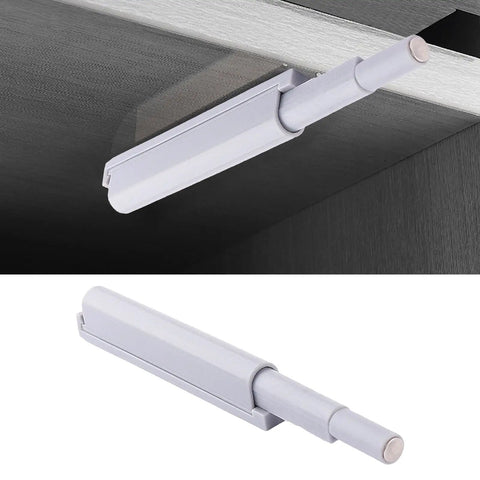 Premium Soft Close Retrofit Kit For Kitchen Cabinets And Bedroom Drawers Using Sturdy Nylon Buffers to Kick Loud Noise To The Curb and Keep Your Cabinet Doors Moving Silky Smooth Always, shown from two angles.